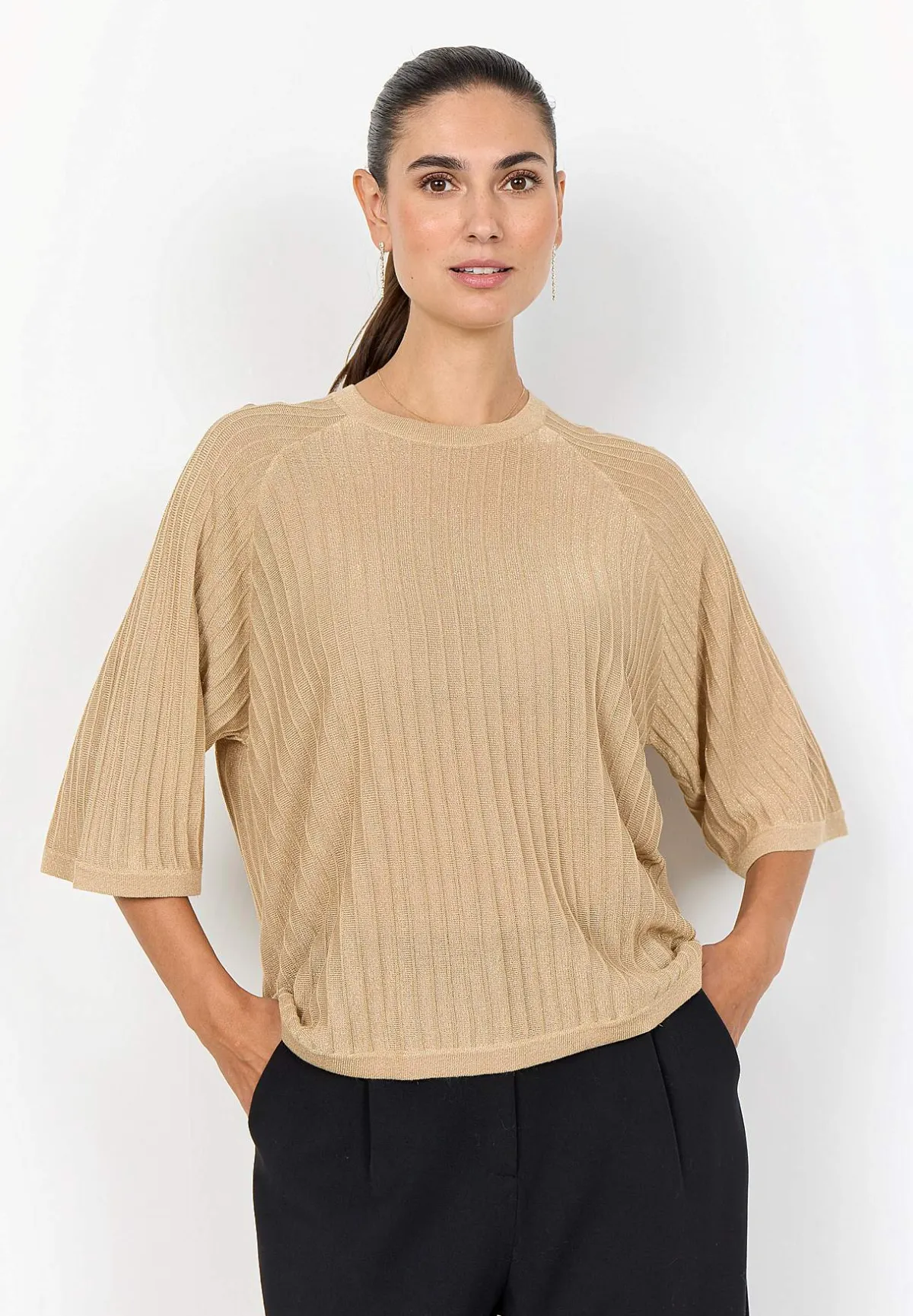 Soyaconcept Finstickad tröja med glittertrådar Best