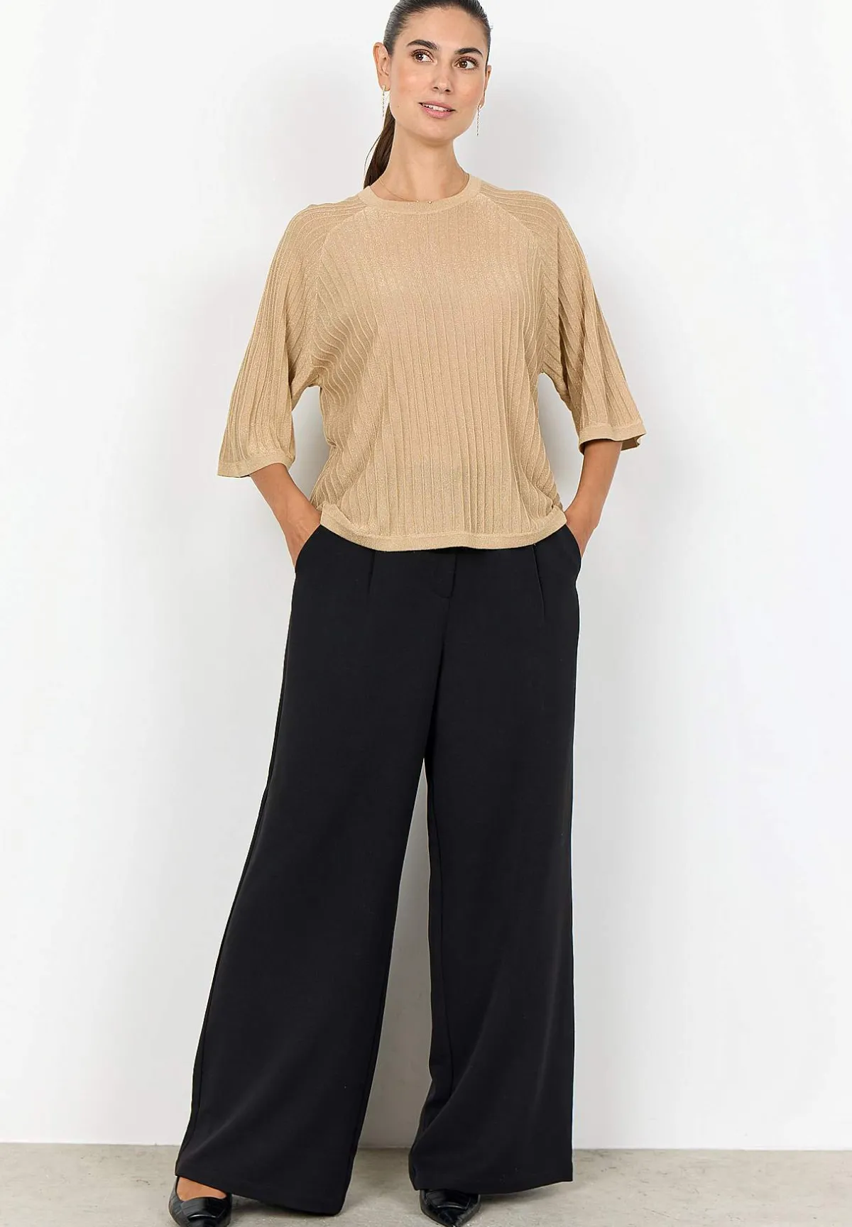 Soyaconcept Finstickad tröja med glittertrådar Best