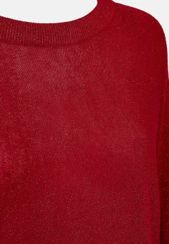 Freequent Finstickad tröja med glittertrådar Röd New