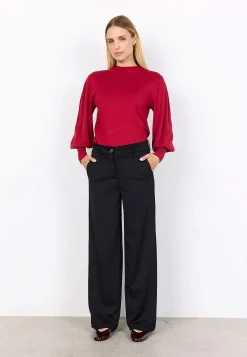 Soyaconcept Finstickad tröja med halvpolo Röd Online