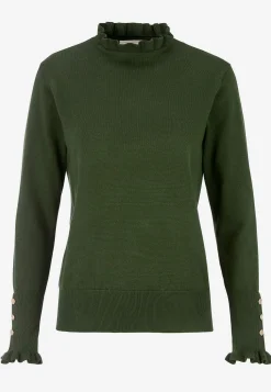 Freequent Finstickad tröja med knappar Svart Sale