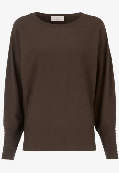 Freequent Finstickad tröja med pingvinärmar Mörkbrun