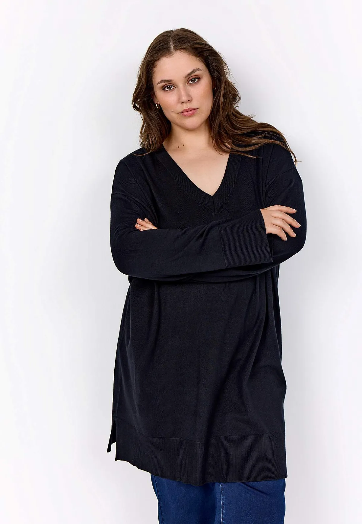 Wasabiconcept Finstickad tröja med v-ringning Discount