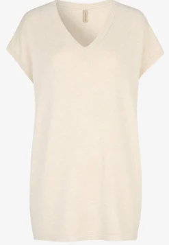 Soyaconcept Finstickad tunika Crememlange Outlet