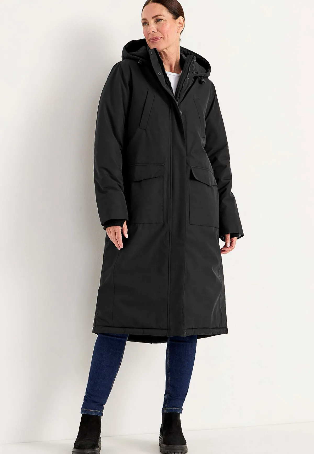Cellbes of Sweden Funktionell, varmfodrad, lång parkas Svart New