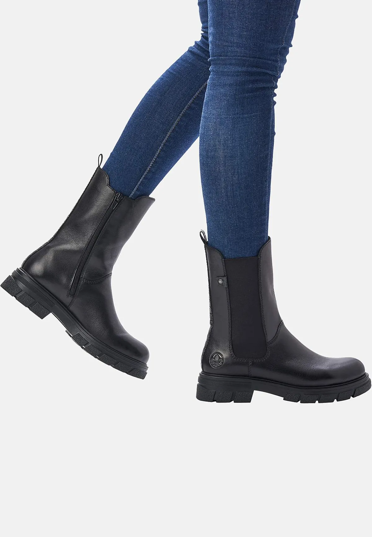 Rieker Hög skinnkänga med dragkedja Online