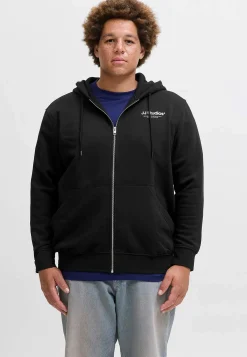 JACK & JONES PLUS Huvtröja med dragkedja Svart Best