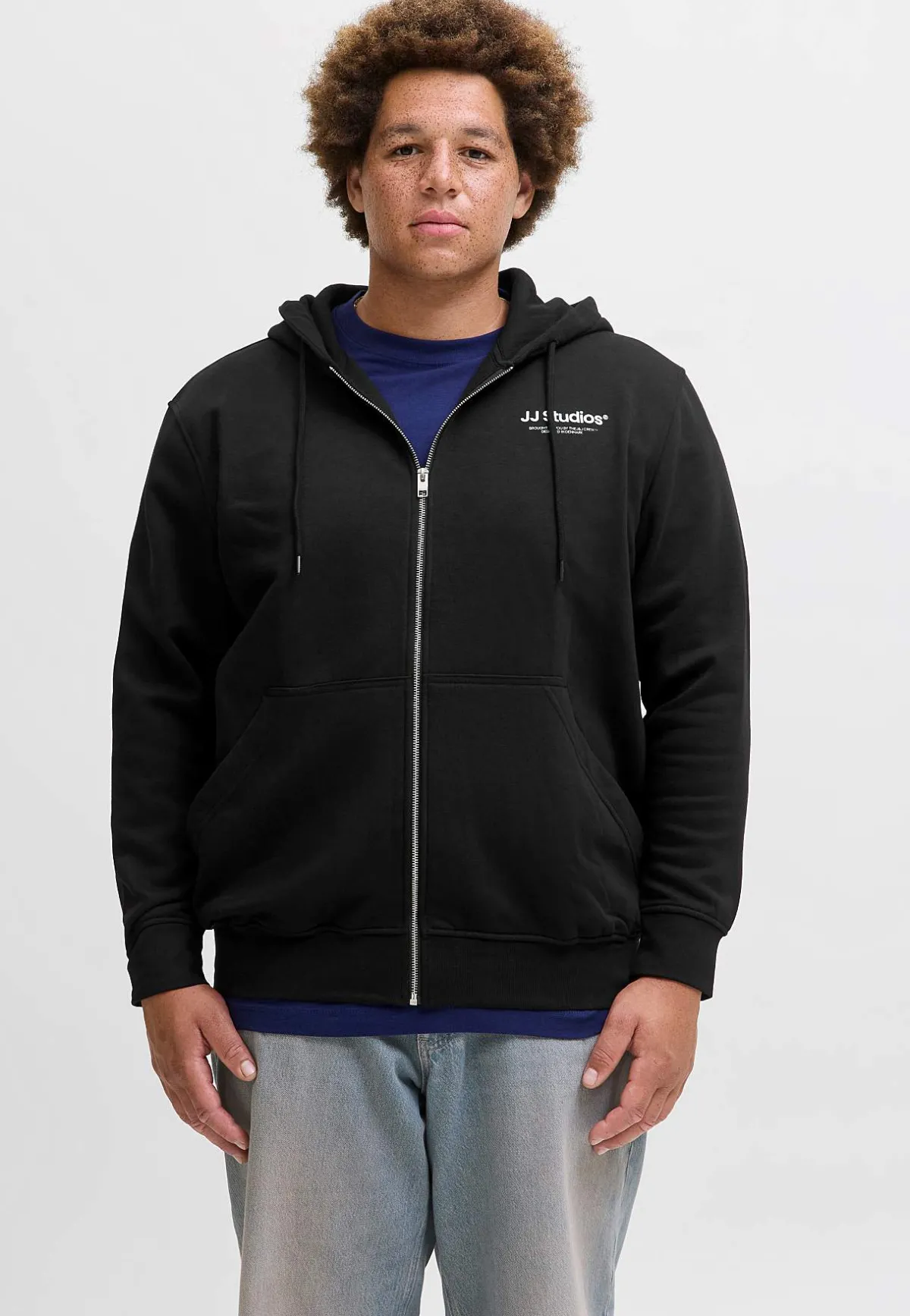 JACK & JONES PLUS Huvtröja med dragkedja Svart Best