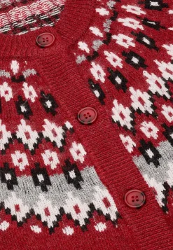 Cellbes of Sweden Jacquardmönstrad cardigan Röd / Mönstrad Outlet
