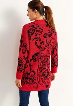 Cellbes of Sweden Jacquardstickad cardigan Röd / Svart / Mönstrad Hot