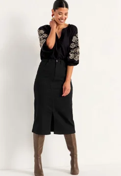 Cellbes of Sweden Jeanskjol med slits fram New