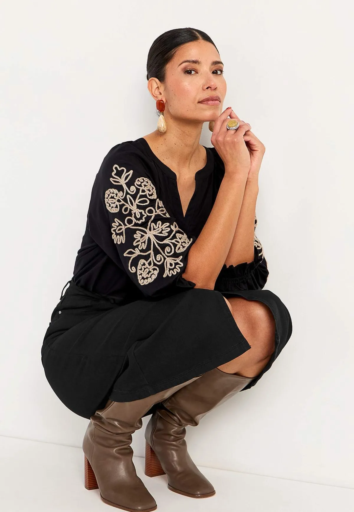 Cellbes of Sweden Jeanskjol med slits fram New