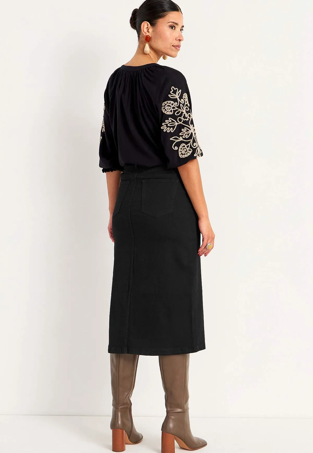 Cellbes of Sweden Jeanskjol med slits fram New