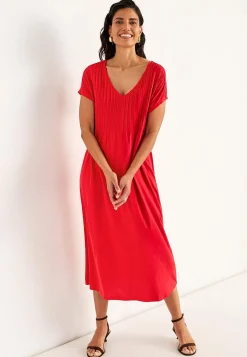 Cellbes of Sweden Kaftanklänning i trikå Mörkröd