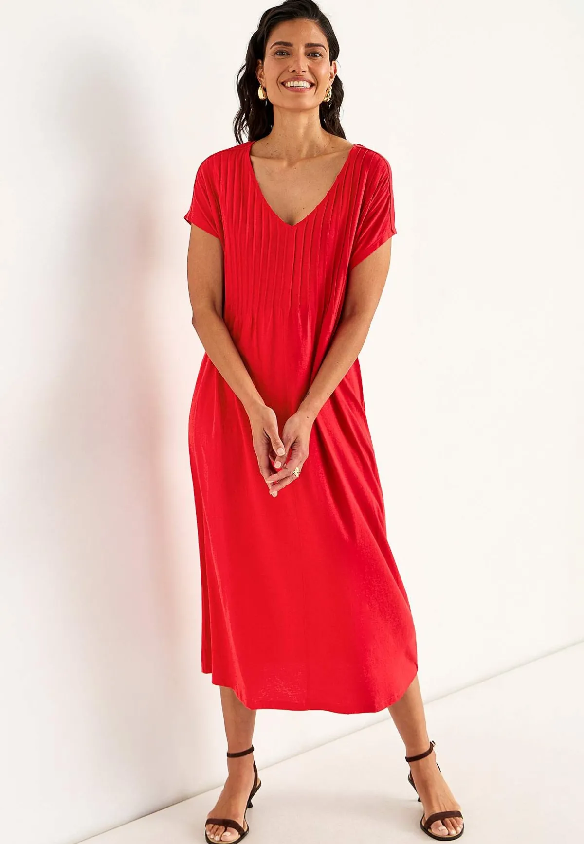 Cellbes of Sweden Kaftanklänning i trikå Mörkröd