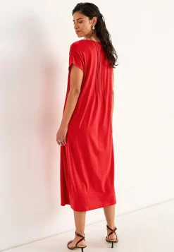 Cellbes of Sweden Kaftanklänning i trikå Mörkröd