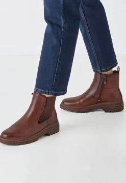 Tamaris Klassisk skinnkänga med dragkedja Brun New