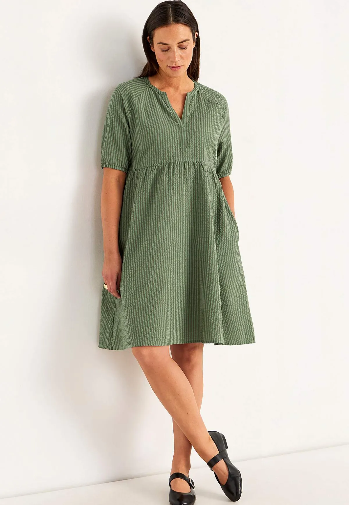 Cellbes of Sweden Klänning i bäckebölja Khakigrön / Randig New