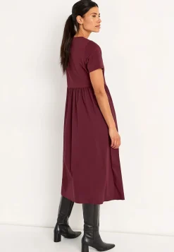 Cellbes of Sweden Klänning i poplin och trikå Vinröd Outlet