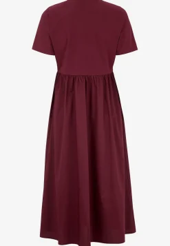 Cellbes of Sweden Klänning i poplin och trikå Vinröd Outlet