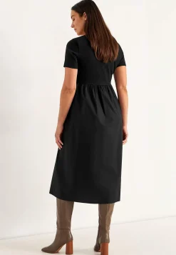 Cellbes of Sweden Klänning i poplin och trikå Svart Clearance
