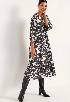 Cellbes of Sweden Klänning med volanger Brun / Mönstrad Outlet