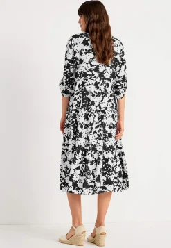 Cellbes of Sweden Klänning med volanger Vit / Svart / Blommig Online