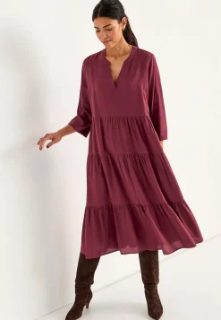 Cellbes of Sweden Klänning med volanger Vinröd New