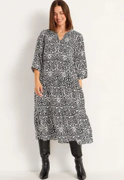 Cellbes of Sweden Klänning med volanger Beige / Svart / Mönstrad Outlet