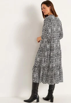 Cellbes of Sweden Klänning med volanger Beige / Svart / Mönstrad Outlet