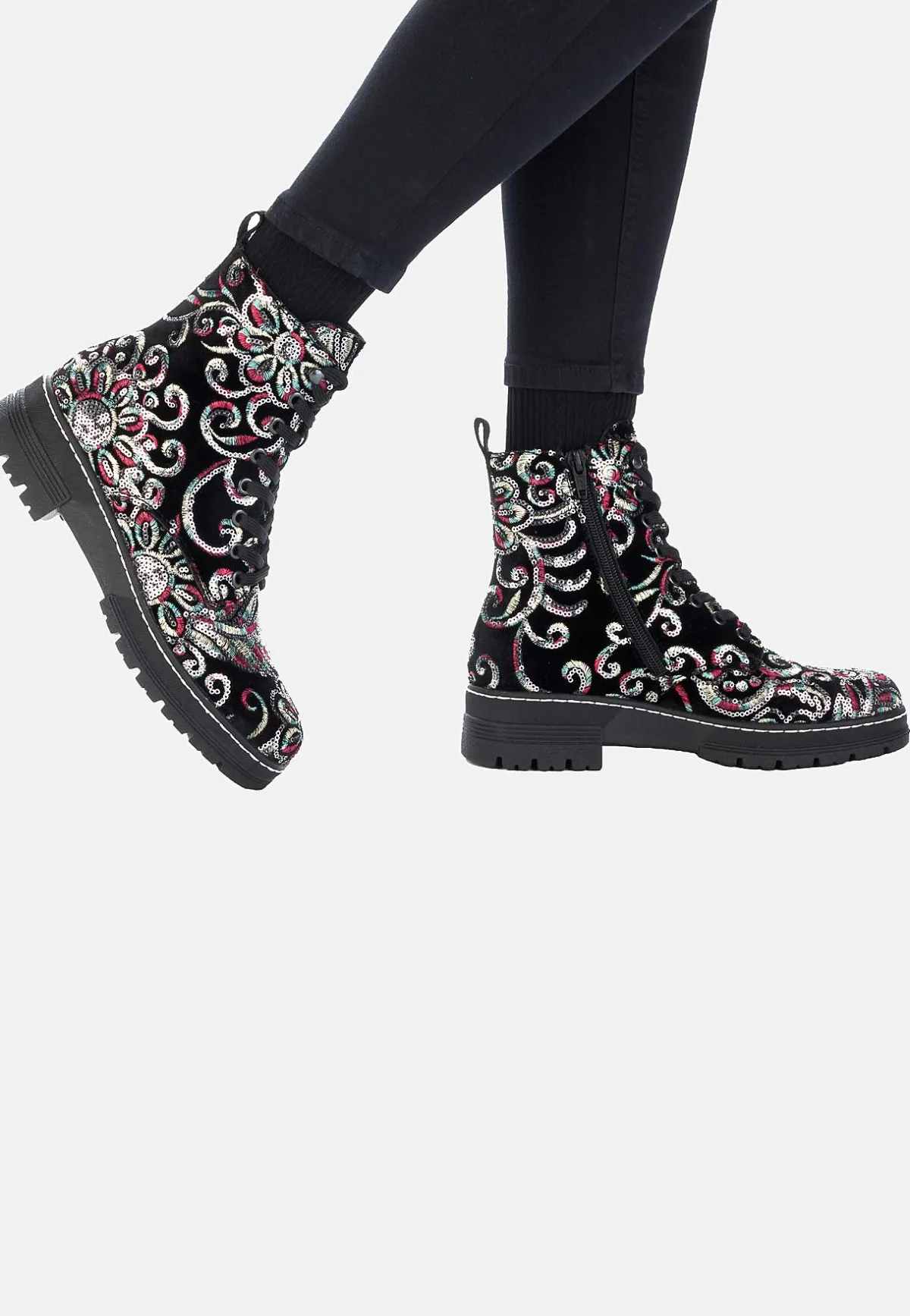 Rieker Känga med paljetter Svart / Mönstrad Online