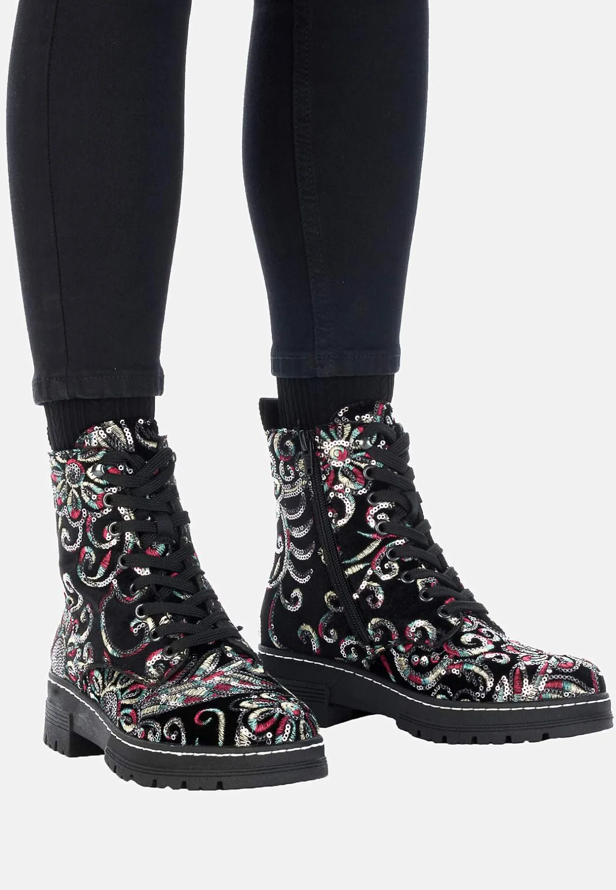 Rieker Känga med paljetter Svart / Mönstrad Online