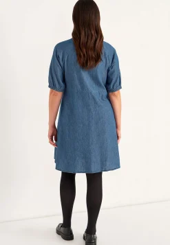 Cellbes of Sweden Kort jeansklänning med puffärmar Mellanblå Denim Sale