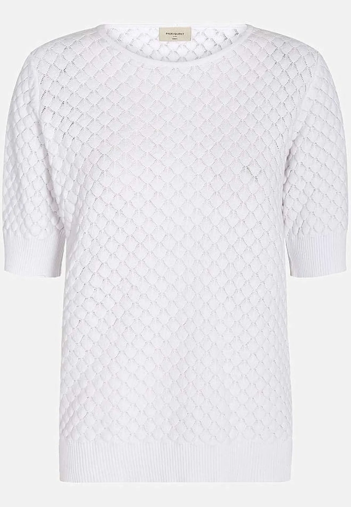 Freequent Kortärmad bomullströja med strukturmönster Hot