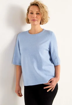 Cellbes of Sweden Kortärmad finstickad tröja Blå / Melerad New