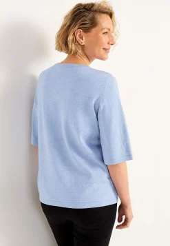 Cellbes of Sweden Kortärmad finstickad tröja Blå / Melerad New