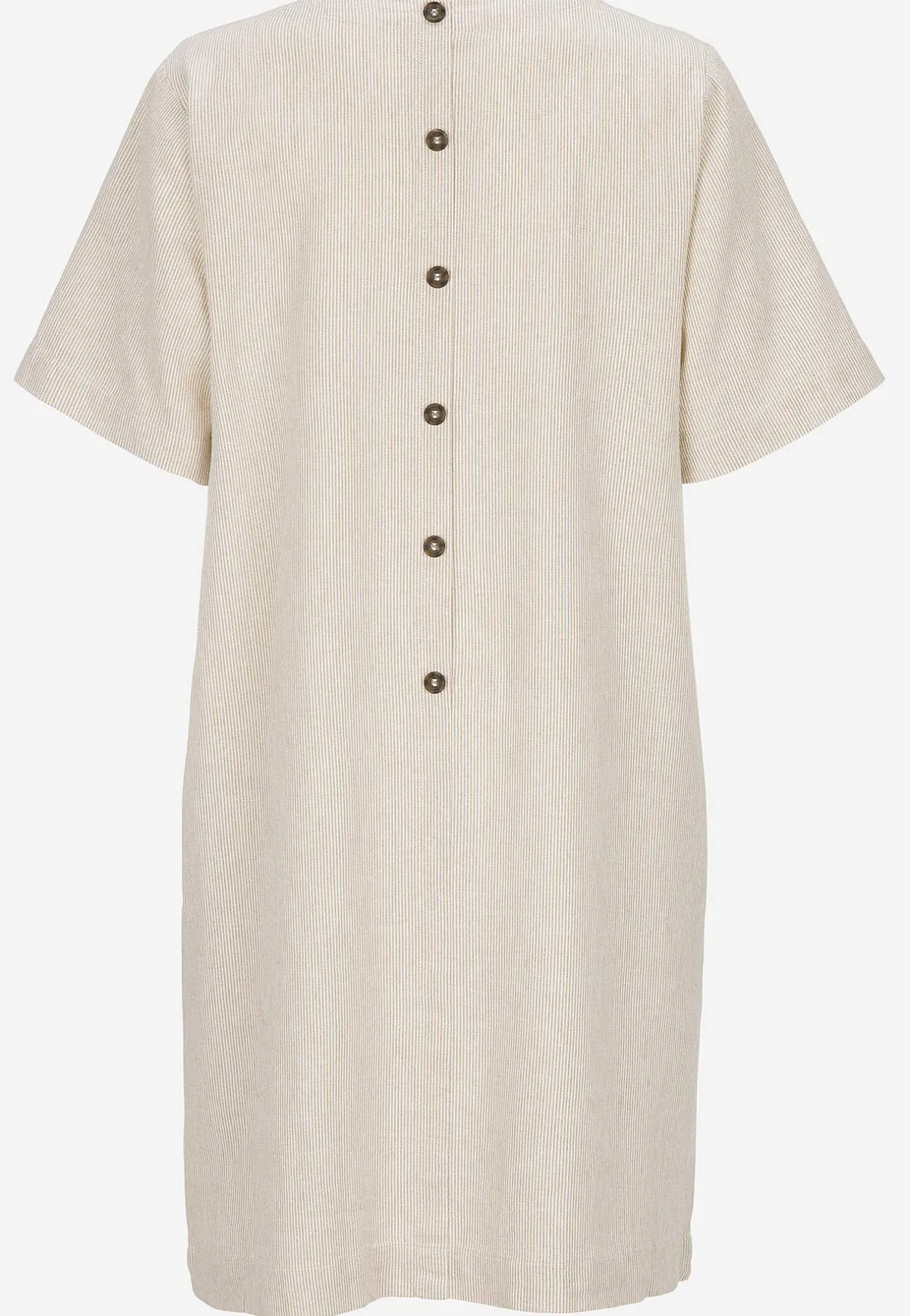 Freequent Kortärmad linneklänning med garnfärgade ränder Beige / Vit / Randig Clearance