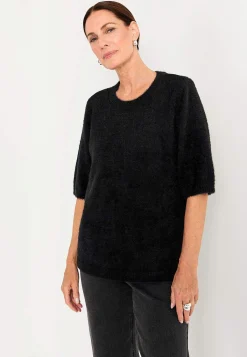 Cellbes of Sweden Kortärmad stickad tröja Svart Hot