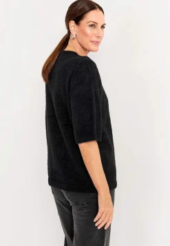 Cellbes of Sweden Kortärmad stickad tröja Svart Hot