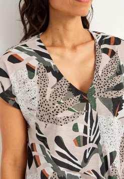 Cellbes of Sweden Kortärmad trikåtunika Beige / Mönstrad Discount