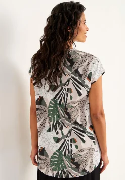 Cellbes of Sweden Kortärmad trikåtunika Beige / Mönstrad Discount