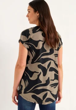 Cellbes of Sweden Kortärmad trikåtunika Mörk beige / Svart / Mönstrad Clearance