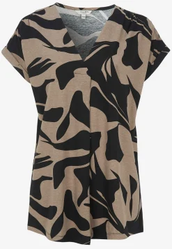 Cellbes of Sweden Kortärmad trikåtunika Mörk beige / Svart / Mönstrad Clearance