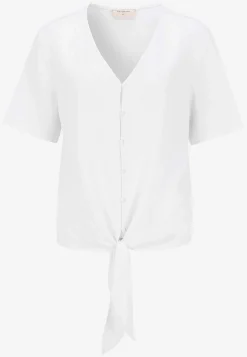 Freequent Linneblus med knytdetalj Vit Clearance