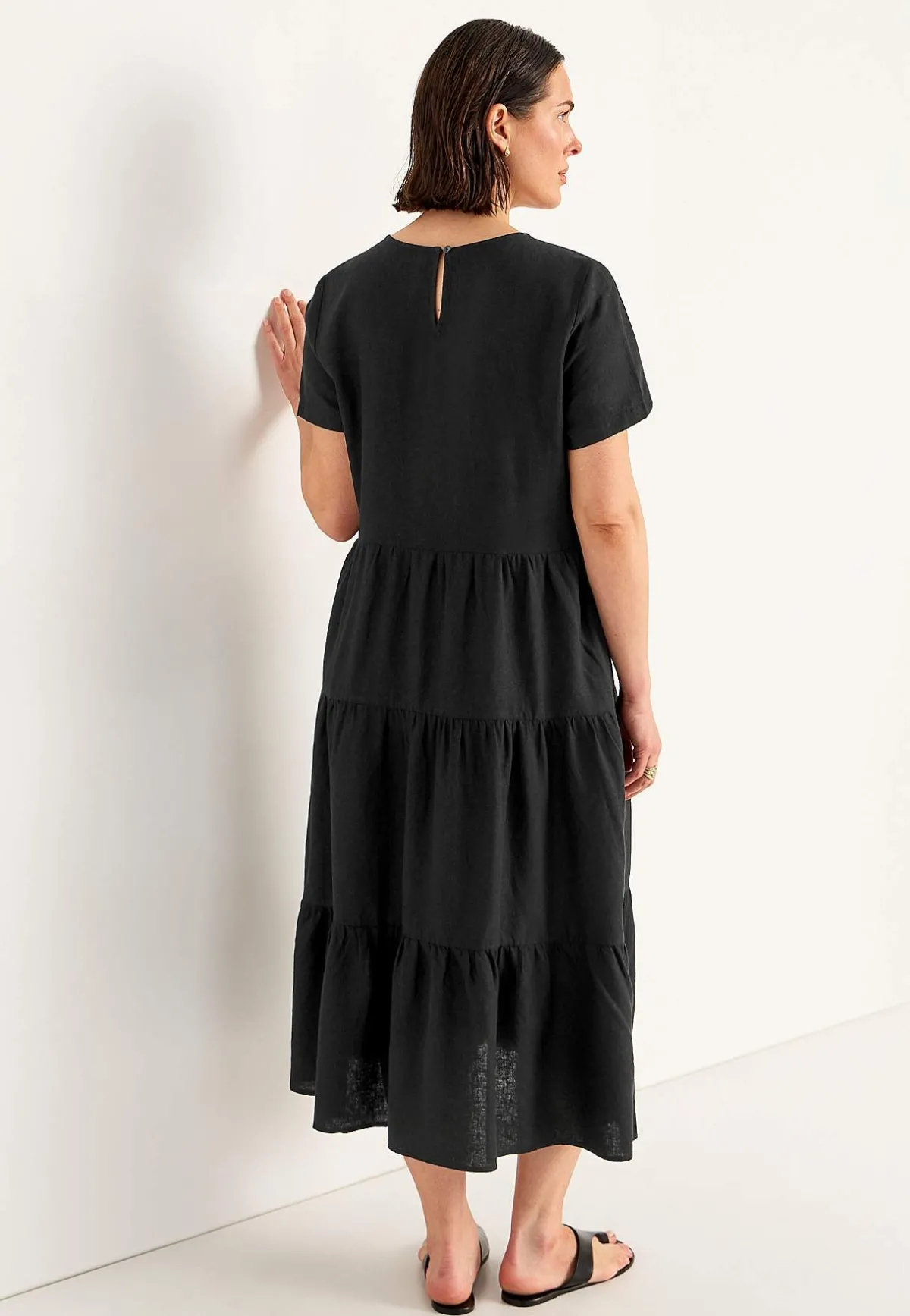 Cellbes of Sweden Linneklänning med volanger Svart Hot