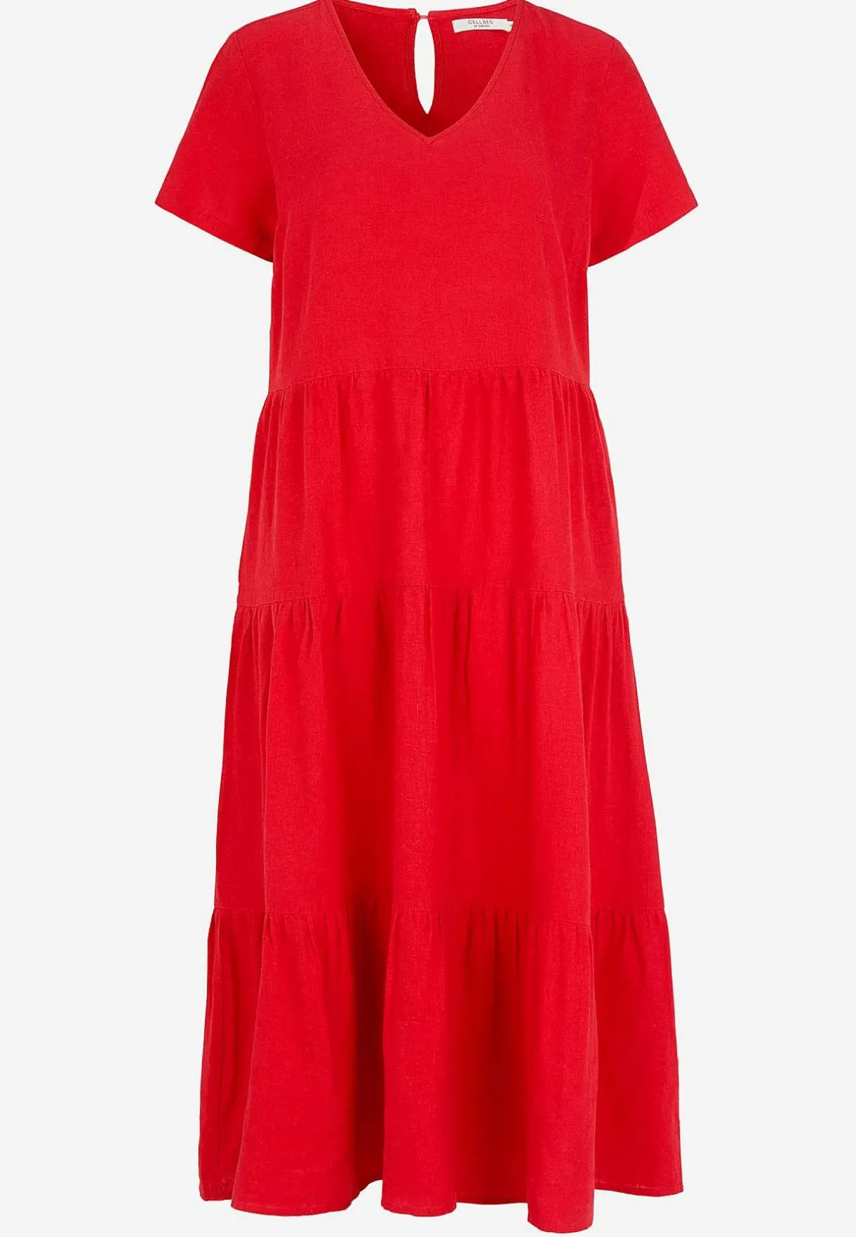 Cellbes of Sweden Linneklänning med volanger Röd Outlet