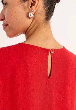 Cellbes of Sweden Linneklänning med volanger Röd Outlet