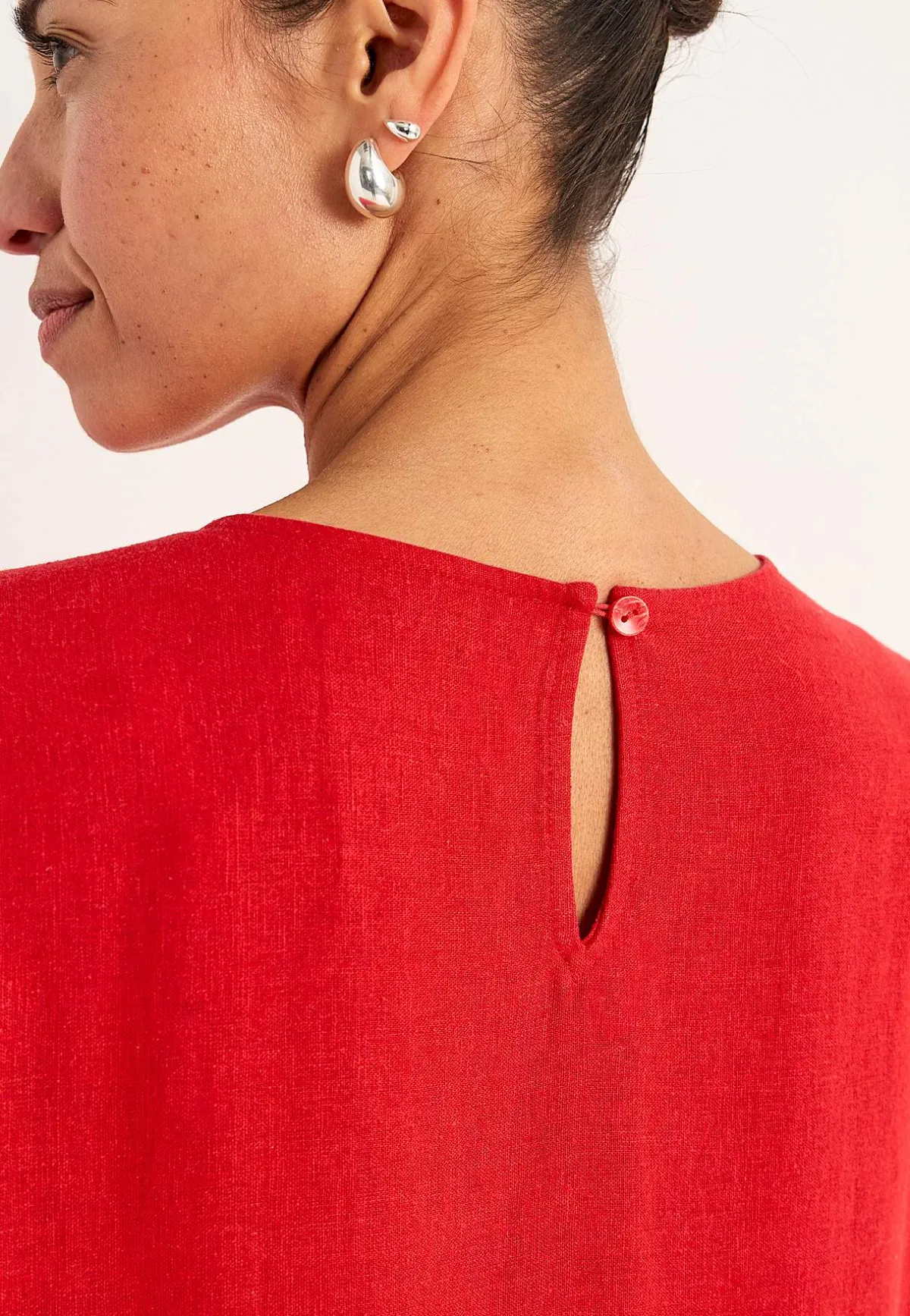 Cellbes of Sweden Linneklänning med volanger Röd Outlet