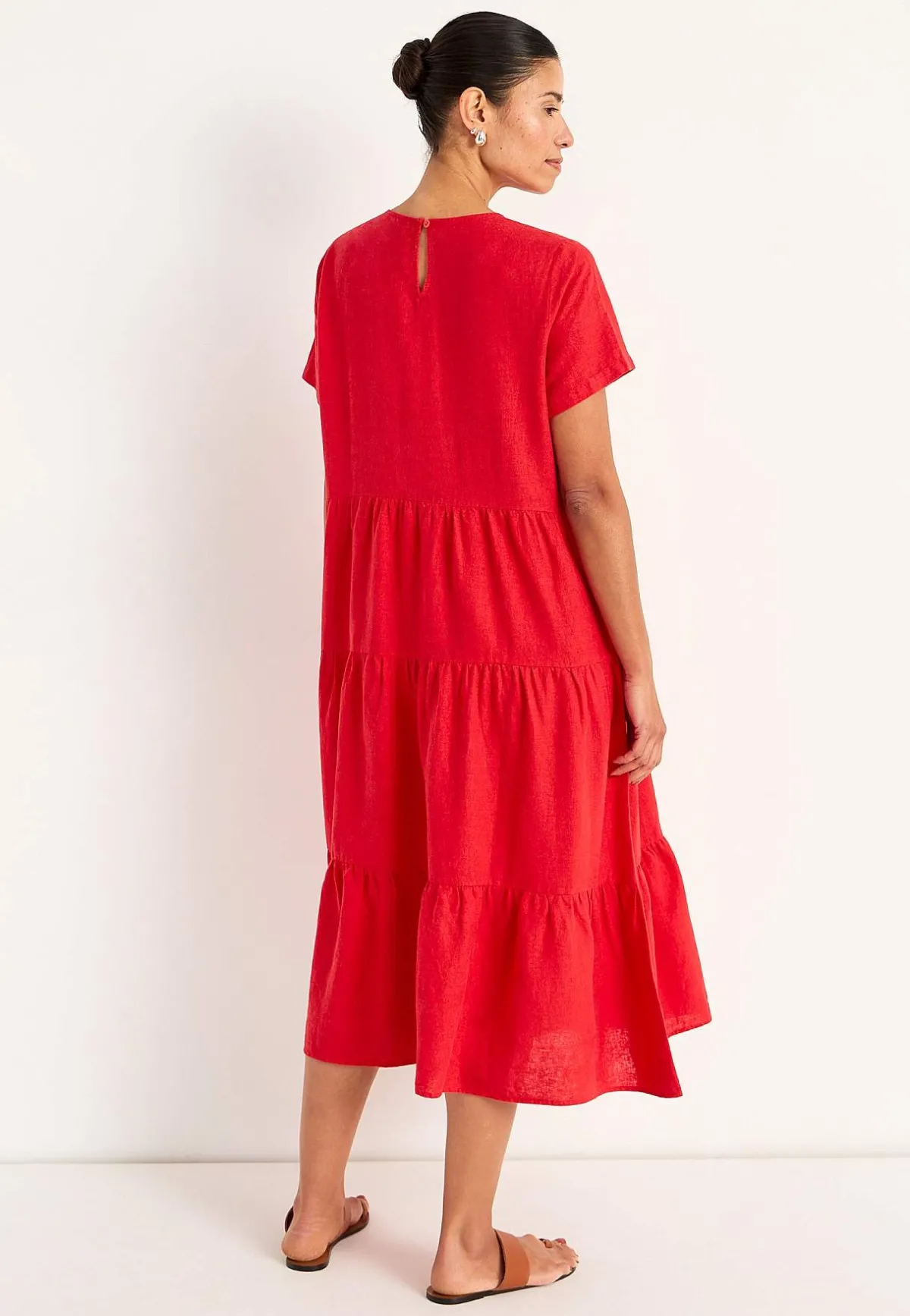 Cellbes of Sweden Linneklänning med volanger Röd Outlet