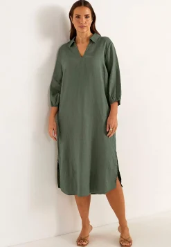 Cellbes of Sweden Linneklänning Premium Khakigrön Discount